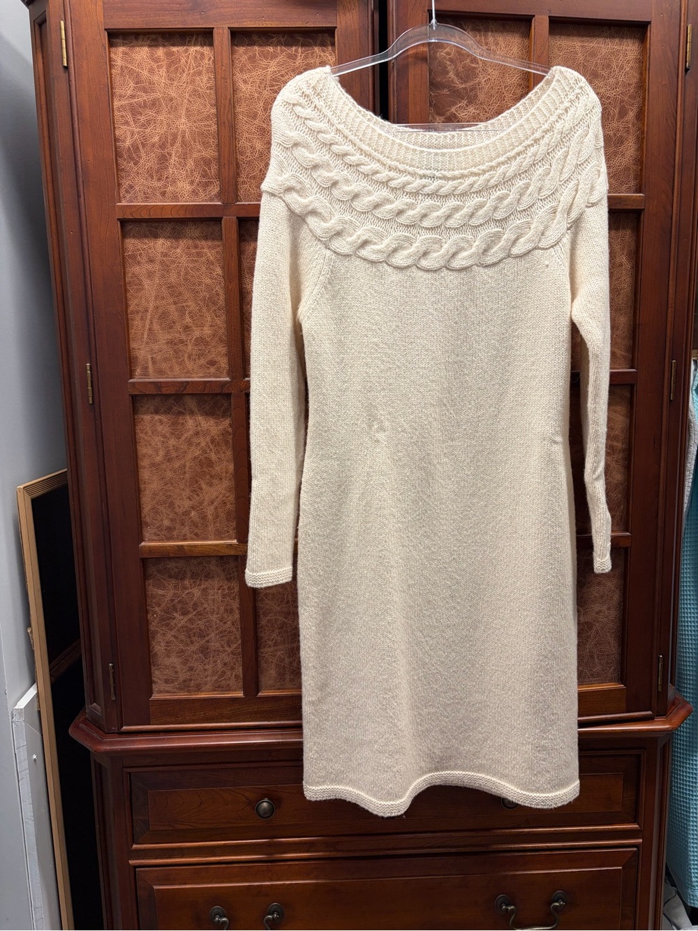 Lauren Ralph Lauren Cream Cable Yoke Knit Dress
